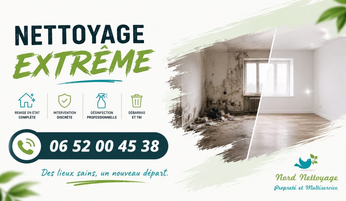 Nettoyage extrême de logement insalubre avec remise en état complète et désinfection professionnelle à Margency