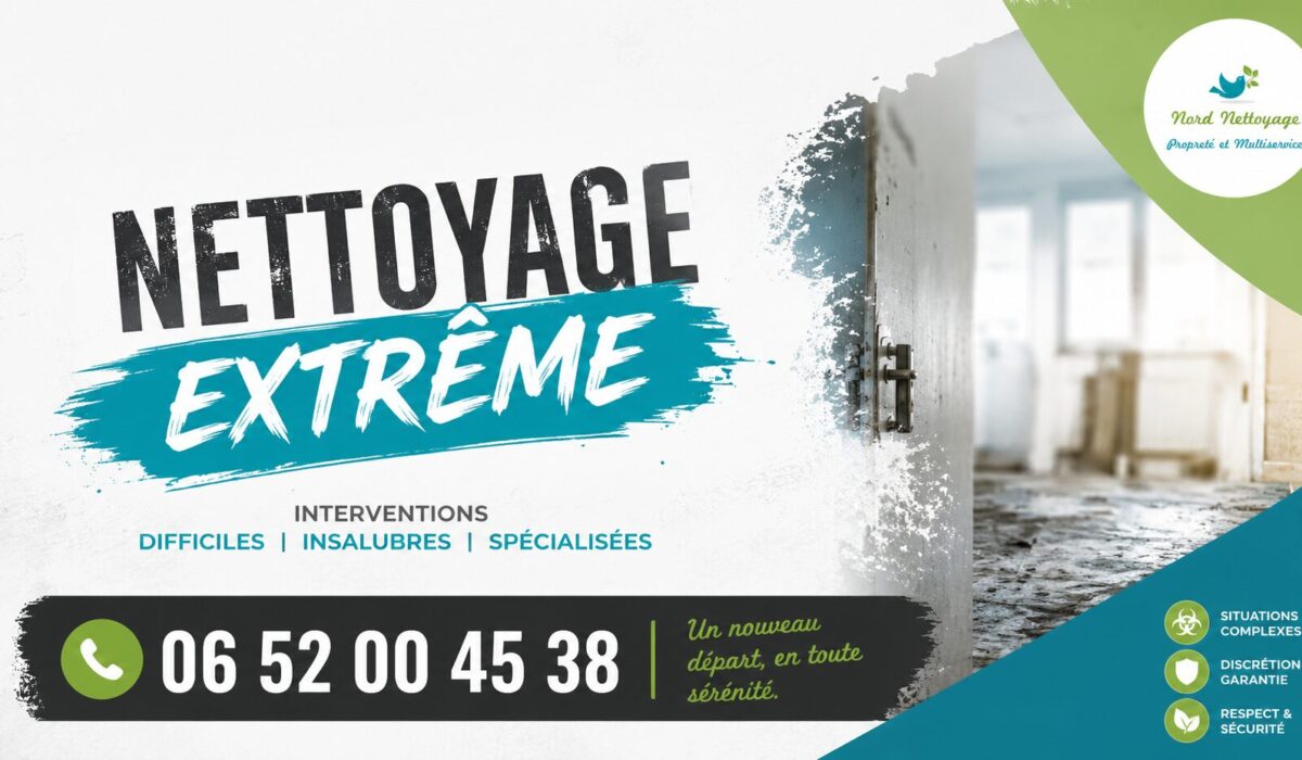 Nettoyage extrême à Metz-Tessy par Nord Nettoyage, spécialiste des logements insalubres, désinfection et remise en état.