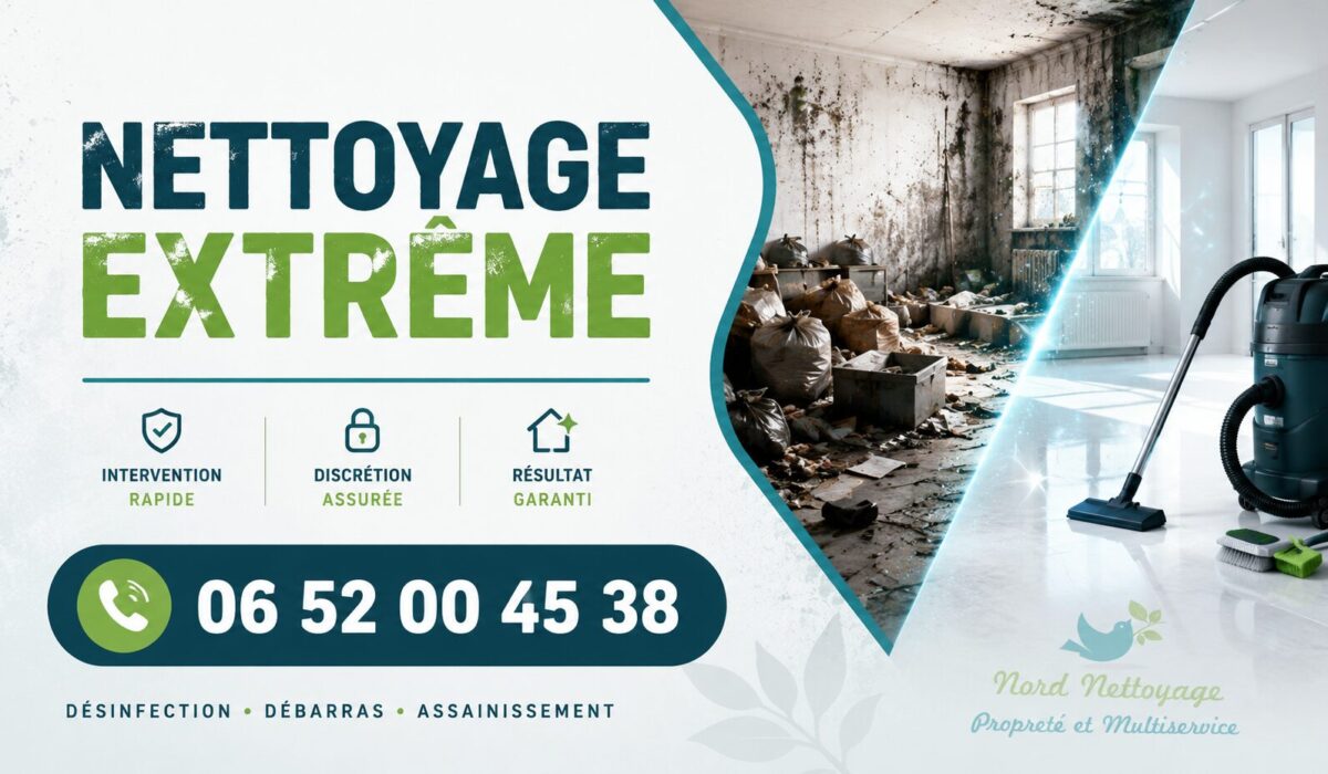 Nettoyage extrême à Montélier après sinistre, syndrome de Diogène et logement insalubre par Nord Nettoyage.