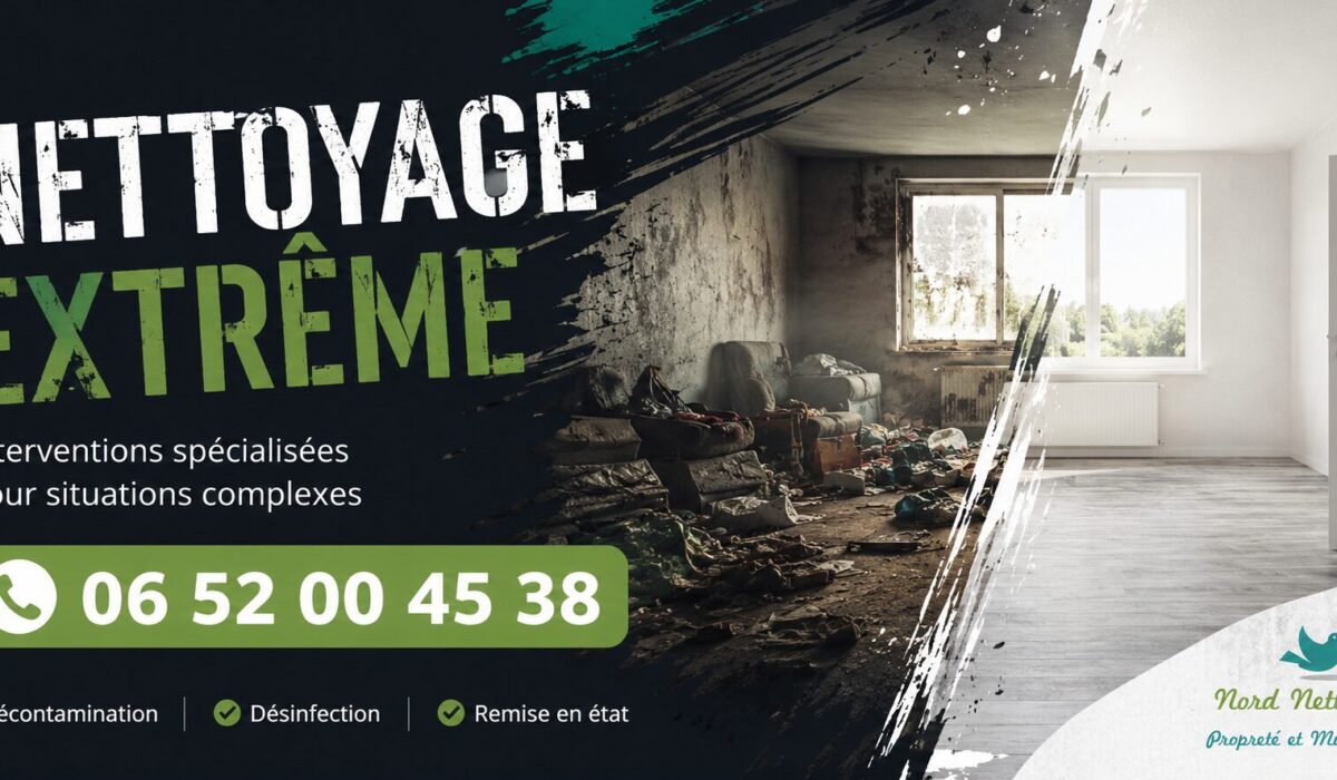 Nettoyage extrême à Montréal-la-Cluse par Nord Nettoyage, intervention rapide pour logements insalubres, syndrome de Diogène, après sinistre et désinfection.