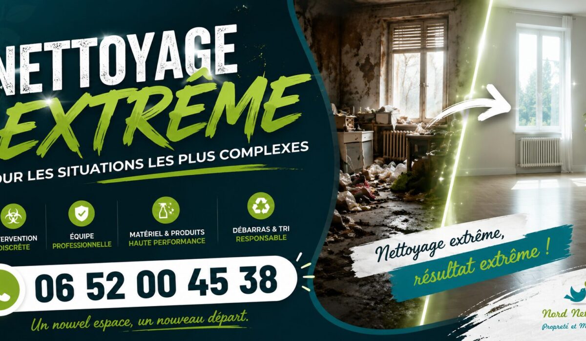 Technicien spécialisé en nettoyage extrême intervenant à Montreuil pour la désinfection, le débarras et la remise en état de logements très dégradés.