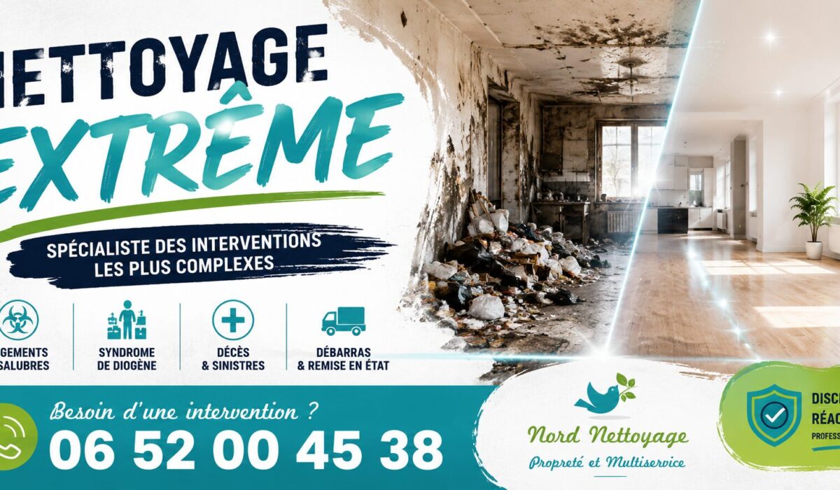 Intervention de nettoyage extrême à Mouxy pour logements insalubres, syndrome de Diogène, sinistres et désinfection professionnelle.