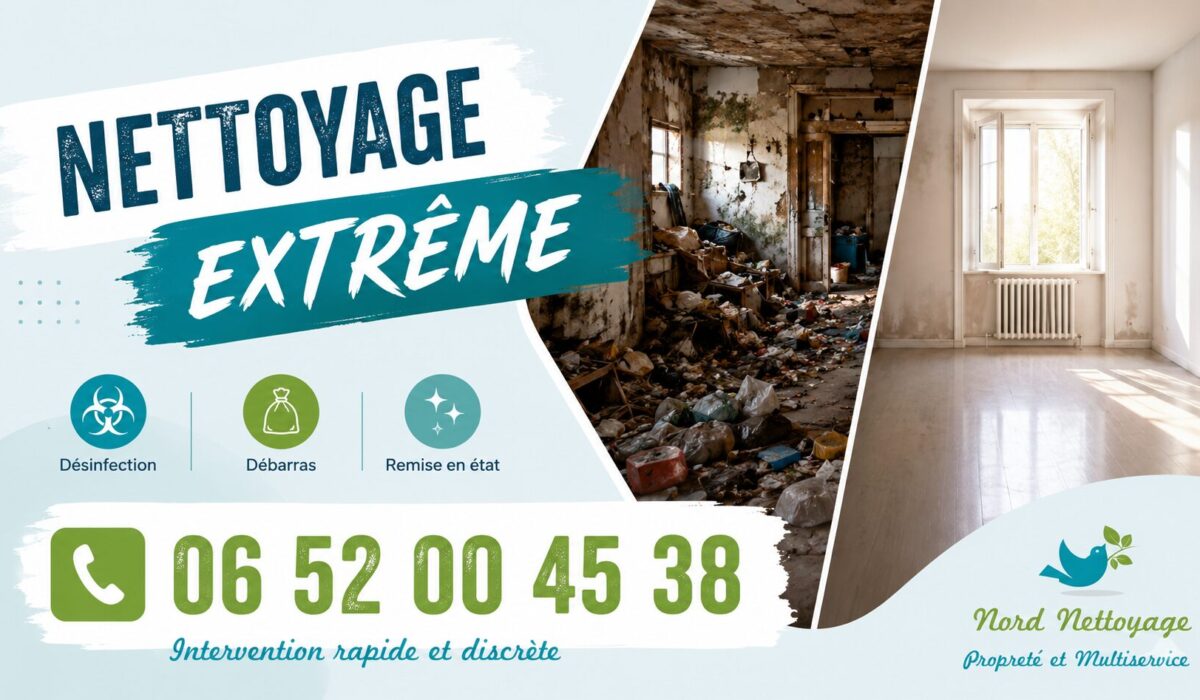 Intervention de nettoyage extrême à Neuvecelle avec désinfection, débarras et remise en état complète d’un logement insalubre.