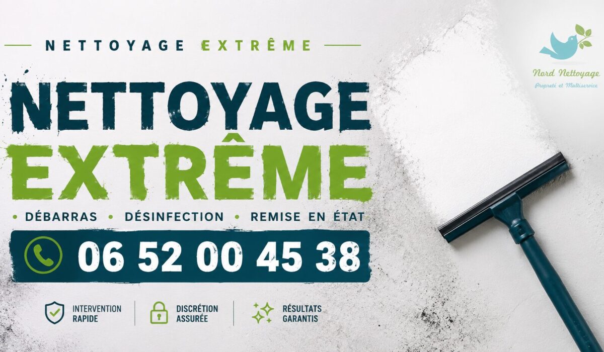 Bannière de nettoyage extrême à Peyrins avec numéro de téléphone 06 52 00 45 38, intervention rapide, désinfection, débarras et remise en état.