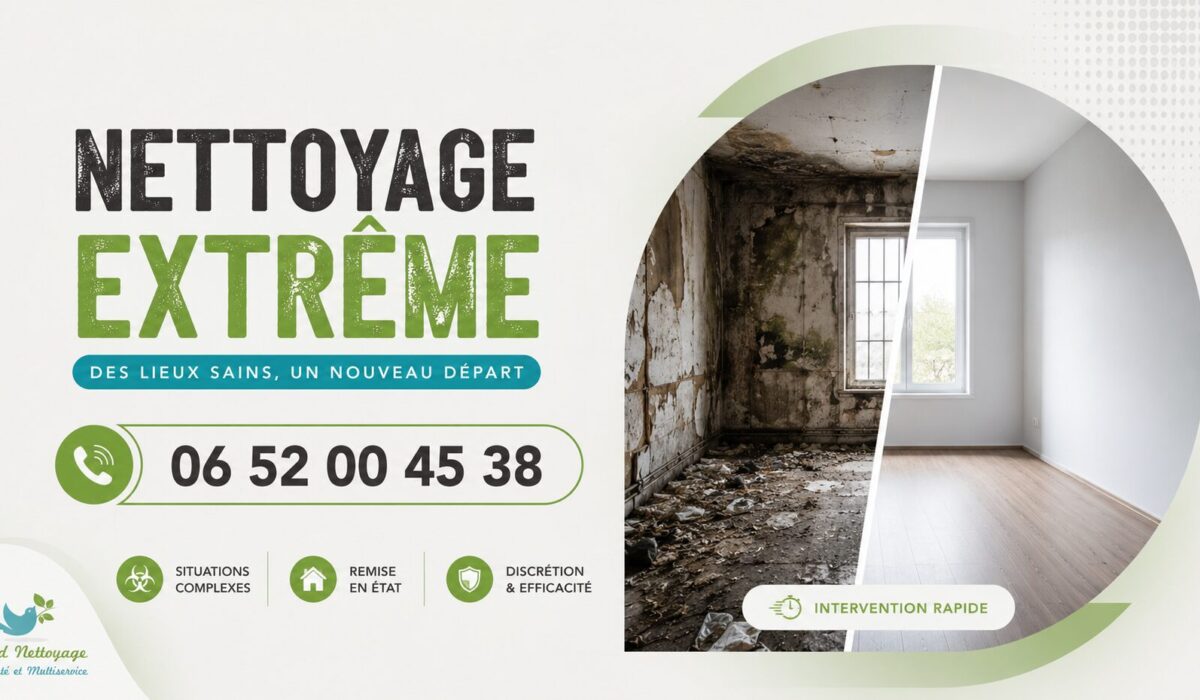 Service de nettoyage extrême à Plaisir pour logements insalubres, syndrome de Diogène, débarras et désinfection professionnelle.