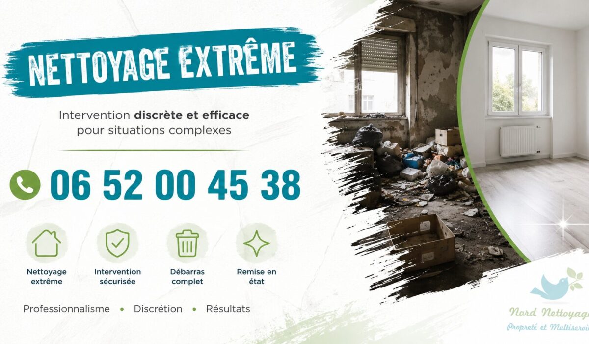 Entreprise de nettoyage extrême à Poisat avec intervention pour logements insalubres, débarras et désinfection complète.