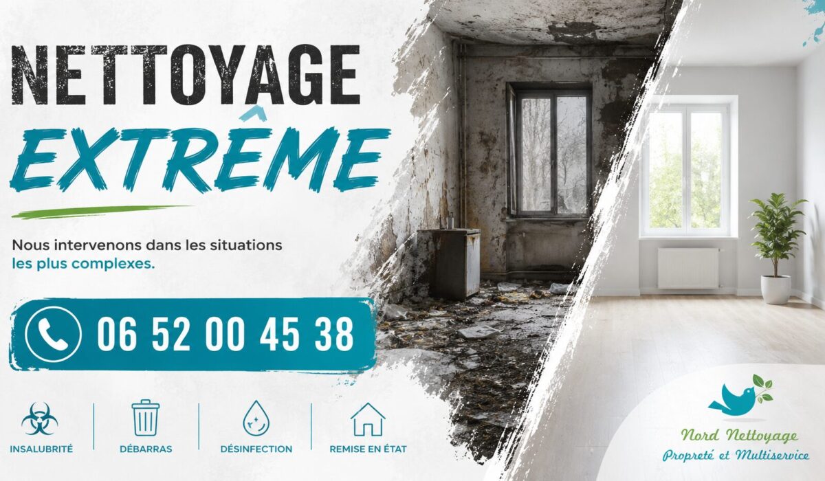 Nettoyage extrême au Raincy par Nord Nettoyage : désinfection, débarras et remise en état de logements insalubres.