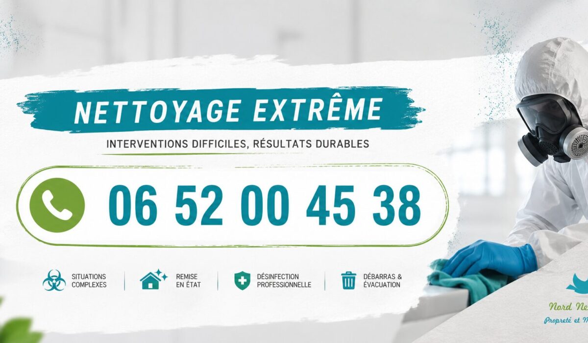 Nettoyage extrême professionnel avec intervention spécialisée, désinfection complète et remise en état rapide à Rocquencourt.