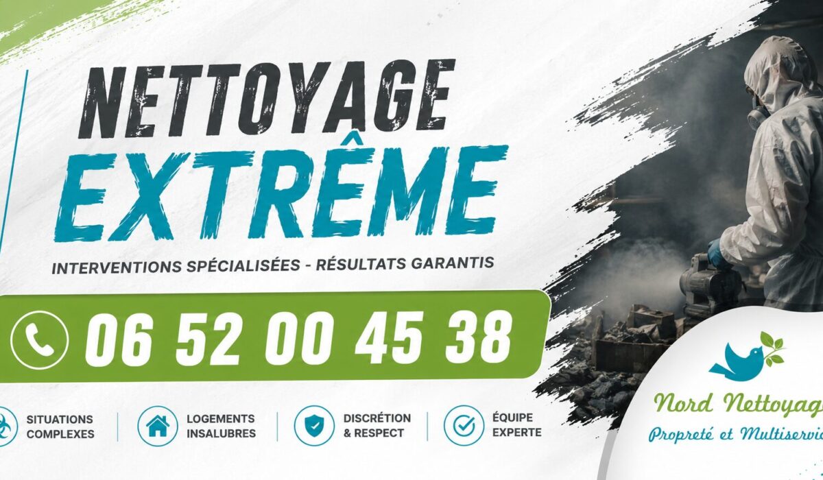 Équipe spécialisée en nettoyage extrême à Saint-Denis-en-Bugey avec intervention professionnelle pour logements insalubres, syndrome de Diogène et remise en état complète.