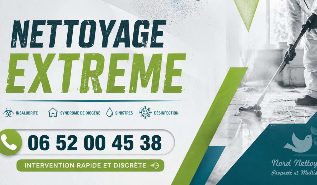 Équipe spécialisée en nettoyage extrême intervenant dans un logement très dégradé à Saint-Étienne-de-Fontbellon avec remise en état complète.