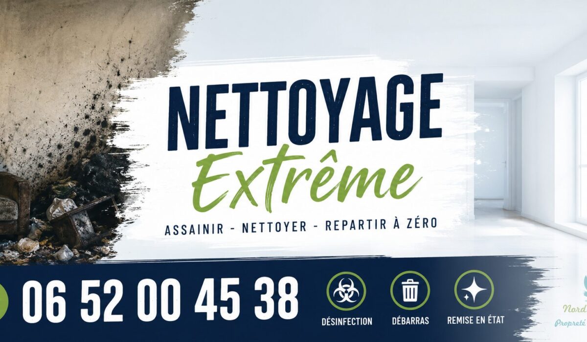 Service de nettoyage extrême à Saint-Ouen-l’Aumône avec remise en état, désinfection et débarras pour logements insalubres ou après sinistre.