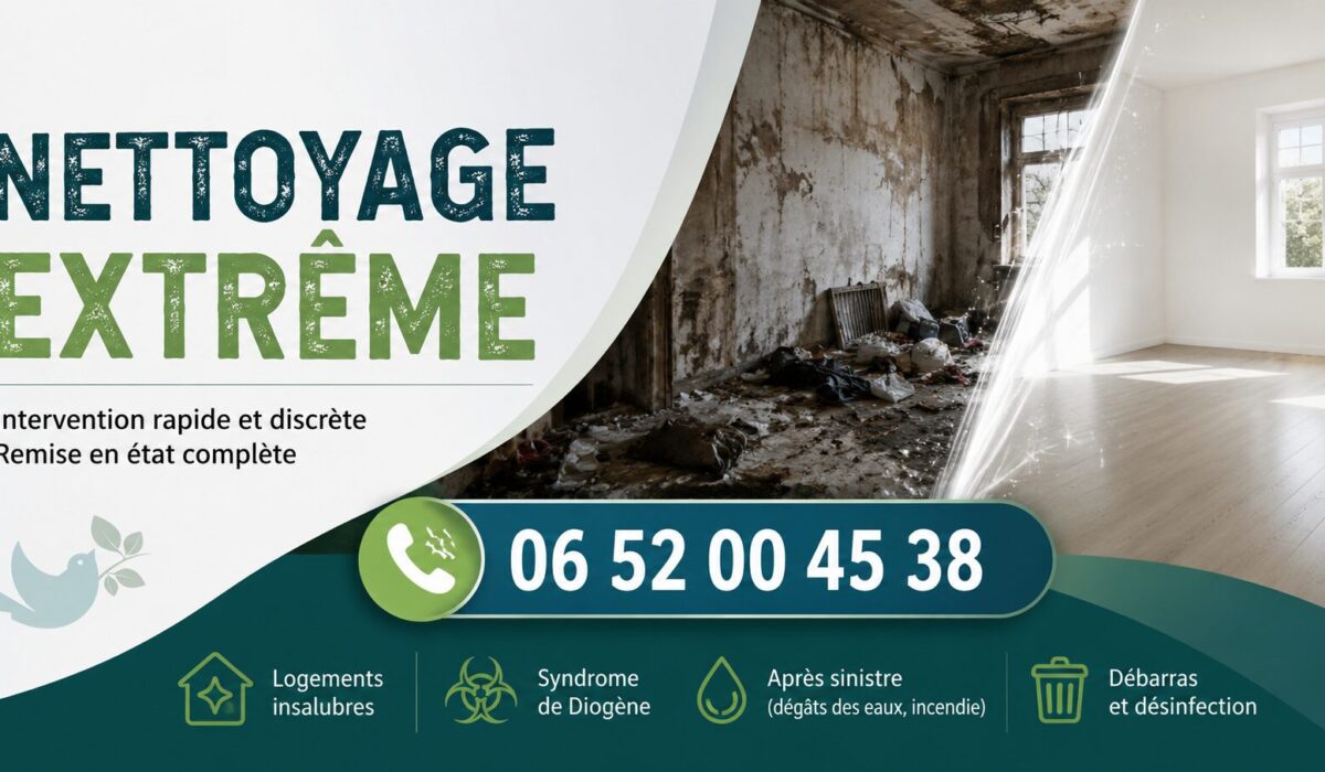 Entreprise spécialisée dans le nettoyage extrême à Saint-Paul-de-Varces avec intervention rapide pour logements insalubres, syndrome de Diogène et remise en état complète.