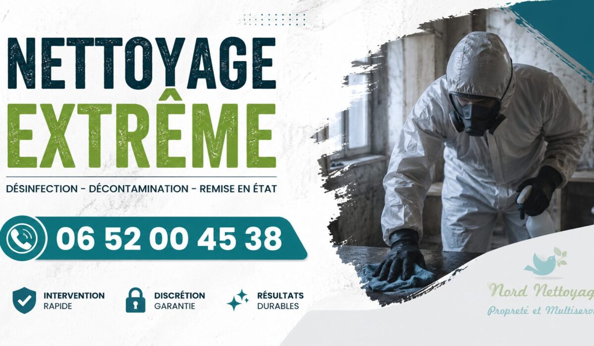 Entreprise de nettoyage extrême à Saint-Rambert-en-Bugey avec intervention spécialisée en désinfection, débarras et remise en état.