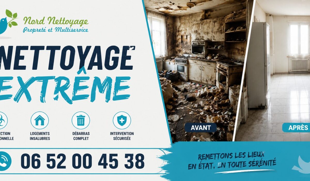 Nettoyage extrême Nord Nettoyage avec transformation avant après d’un logement insalubre