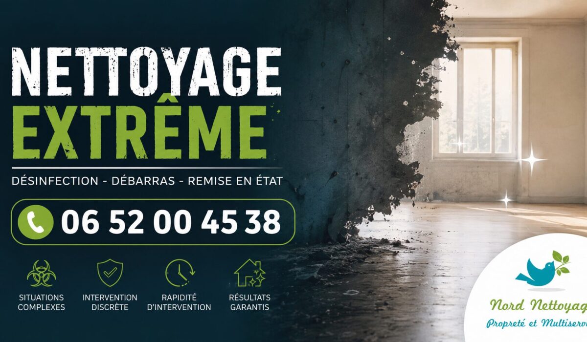 Service de nettoyage extrême à Saint-Victor avec désinfection, débarras et remise en état de logements et locaux insalubres.