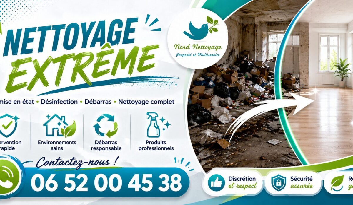 Nettoyage extrême à Sannois avec remise en état complète d’un logement très encombré et désinfection professionnelle.