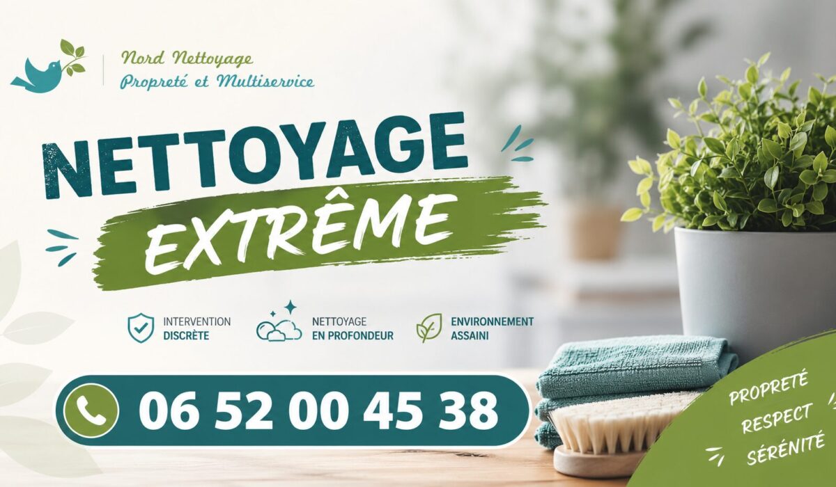 Visuel de nettoyage extrême à Trappes avec intervention spécialisée pour logements insalubres, syndrome de Diogène, après décès et débarras.