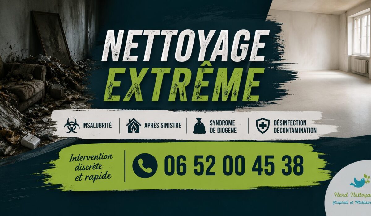 Nettoyage extrême à Vals-près-le-Puy après sinistre, logement insalubre, syndrome de Diogène et désinfection par Nord Nettoyage.