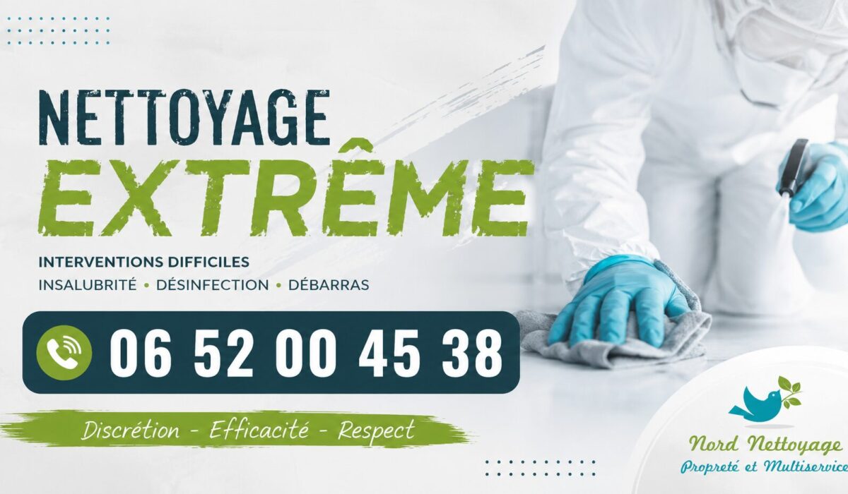 Intervention de nettoyage extrême à Verneuil-l'Étang avec remise en état complète d'un logement insalubre par Nord Nettoyage.