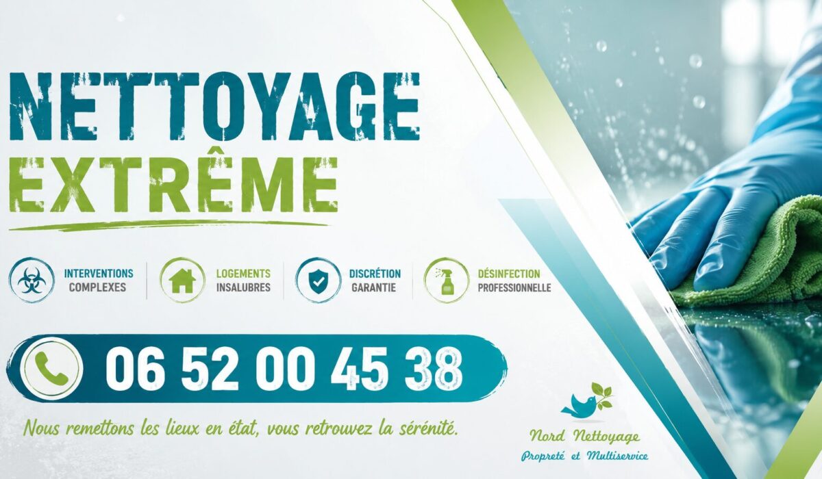 Nettoyage extrême à Yenne réalisé par Nord Nettoyage pour logements insalubres, syndrome de Diogène, après décès et désinfection.