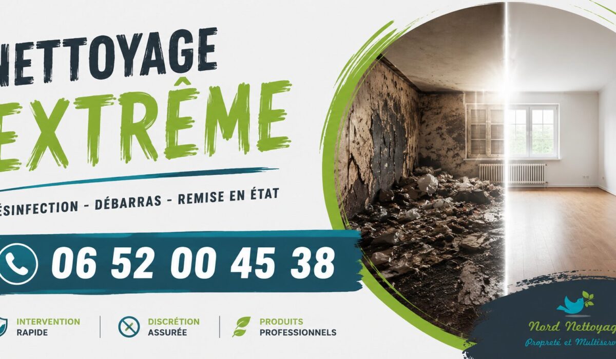 Service de nettoyage extrême à Yerres avec désinfection, débarras et remise en état de logements insalubres, syndrome de Diogène et locaux dégradés.